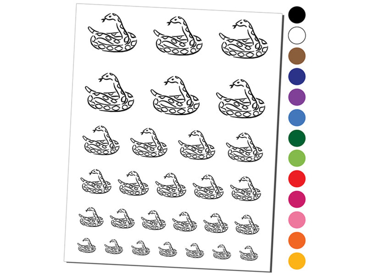 Coiled Snake Forked Tongue Temporary Tattoo Water Resistant Fake Body Art Set Collection